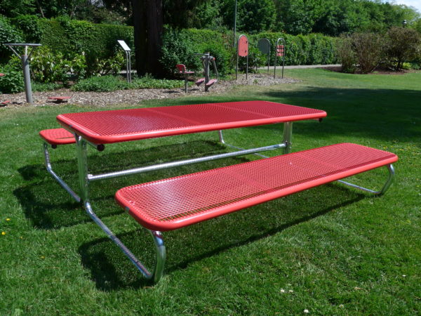 Viser bilde av Parador Harmony 180 cm benk og sittegruppe i rød farge, stålnetting, uten ryggstøtte.